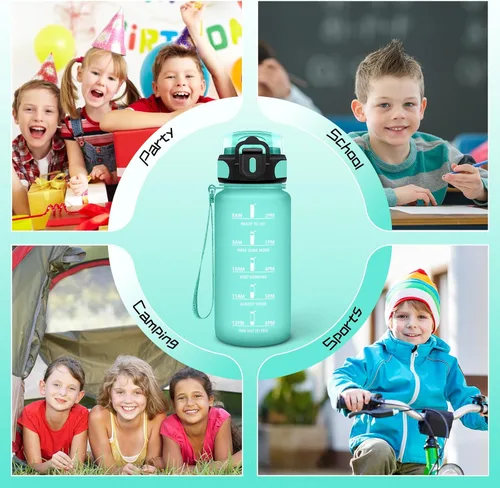 Miniatura 7 de Botella de agua – 16.9 fl oz – Botella de agua para niños, botella de sorbete a prueba de fugas, botella deportiva con marcador de tiempo, botella