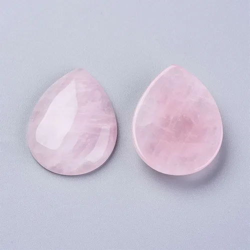 Miniatura 2 de Fashewelry Cuentas de cabujones de espalda plana de lágrima natural Cuarzo rosa