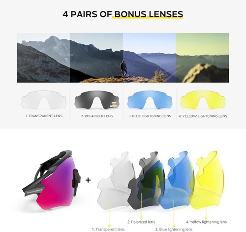 Miniatura 5 de Gafas de ciclismo, lentes deportivos polarizados con marco irrompible TR90, anti-UV400