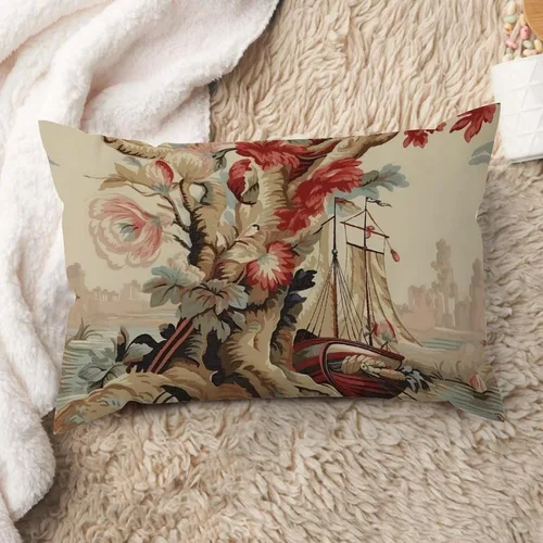Miniatura 22 de ArogGeld Funda de cojín lumbar asiática de estilo chinoiserie, de lino marrón, pájaro y flor, funda de almohada asiática para sala de estar, A-6