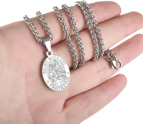 Miniatura 98 de P. BLAKE Collar ovalado de San Cristóbal, Miguel, José, Jude/Virgen María/José/Francisco/Patrick/Anthony/Benedict/Thomas para hombres y mujeres