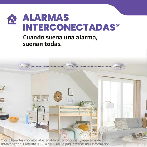 Miniatura 6 de Kidde - Detector de humo, funciona con pilas AA, indicadores de luz de advertencia LED, paquete de 1 unidad, blanco, 30CUAR