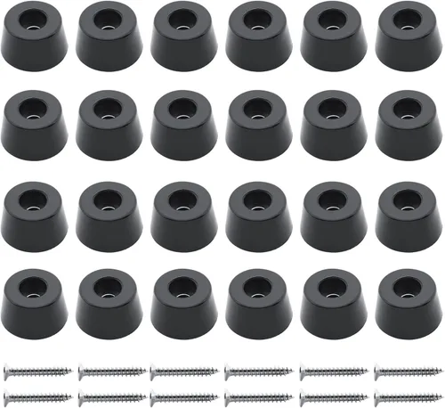 24 piezas de topes redondos de goma para pies, 1" (25mm) de ancho x 1/2" (13mm) de alto, pies de tabla de cortar antideslizantes con tornillos, pies
