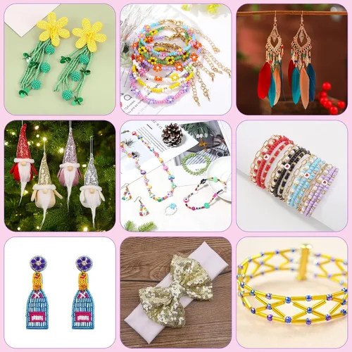 Miniatura 5 de Cuentas surtidas para la fabricación de joyas, cuentas de tubo de cristal para corneta, lentejuelas sueltas, varios tamaños para manualidades