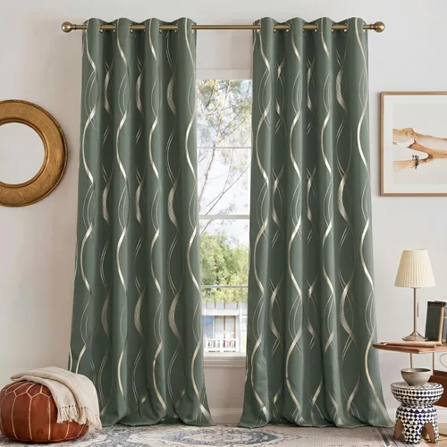 Miniatura 58 de NICETOWN Paneles de Cortinas Opacas para Dormitorio - Tratamiento de Ventanas con Aislamiento Térmico, Ojales Sólidos, Cortinas Opacas con Diseño