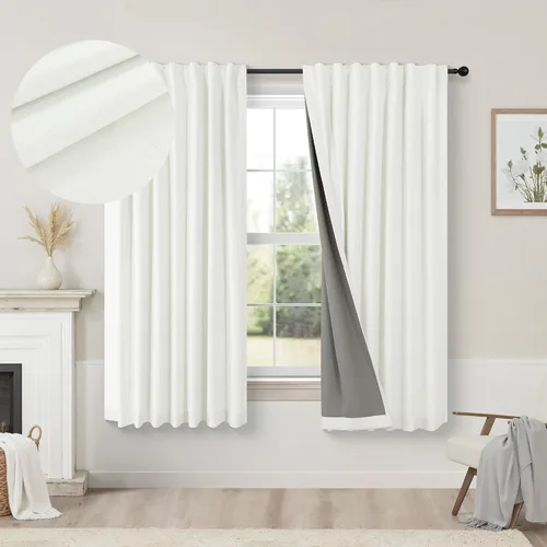 Miniatura 60 de Pitalk Cortinas cortas 100% opacas de lino para cafetería, 40 pulgadas de largo, 2 paneles, cortinas de puerta francesa para ventana, cortina