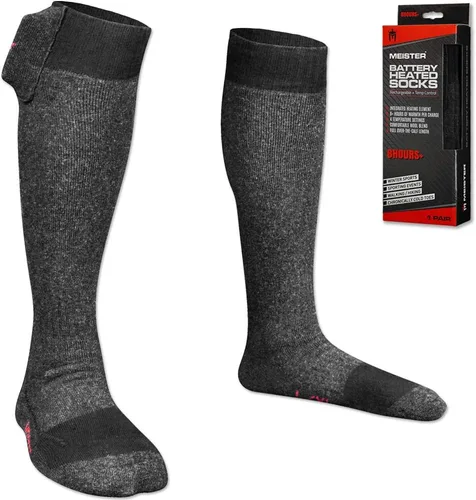 Meister Calcetines calefactados con batería: más de 8 horas de calor y control de temperatura con baterías recargables