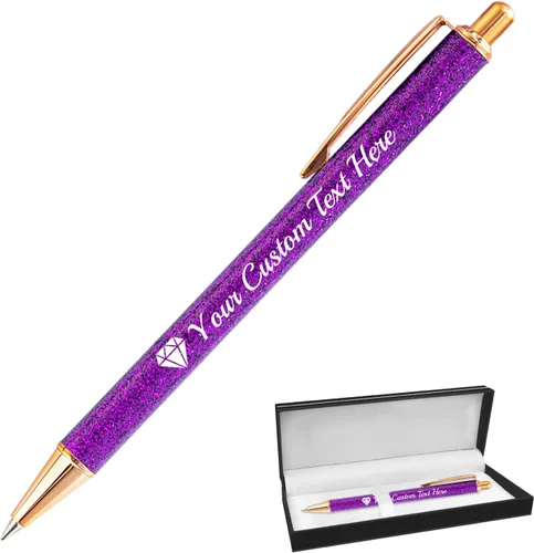 Miniatura 57 de Hasta 100 bolígrafos personalizados con nombre a granel, bolígrafo con purpurina de impresión personalizada, grabado gratis, texto con logotipo