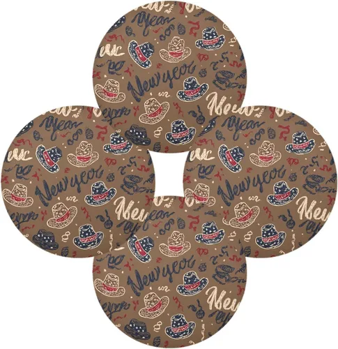 Miniatura 2 de Cowboy New Year Place mat Round placemats for Dining Table Set of 4 15x15 in manteles redondos para mesa