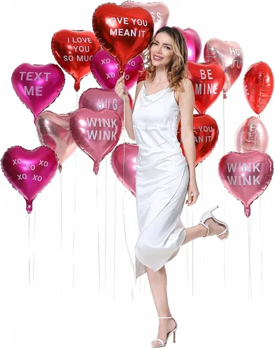 Miniatura 6 de 18 globos de corazón de aluminio de 18 pulgadas con letras de mylar, globos de corazón para el día de San Valentín, proponer matrimonio, boda