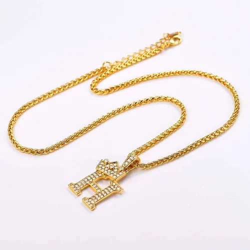 Miniatura 3 de U7 Collar con inicial de la A a la Z, dije de letra helada con cadena de 22 a 24 pulgadas, para hombres y mujeres, con nombre del alfabeto de hip