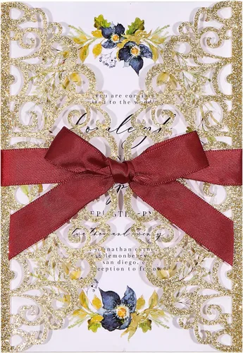 Miniatura 15 de 50 invitaciones de boda, invitaciones personalizadas cortadas con láser con sobres y tarjetas RSVP para quinceañera, despedida de soltera, baby