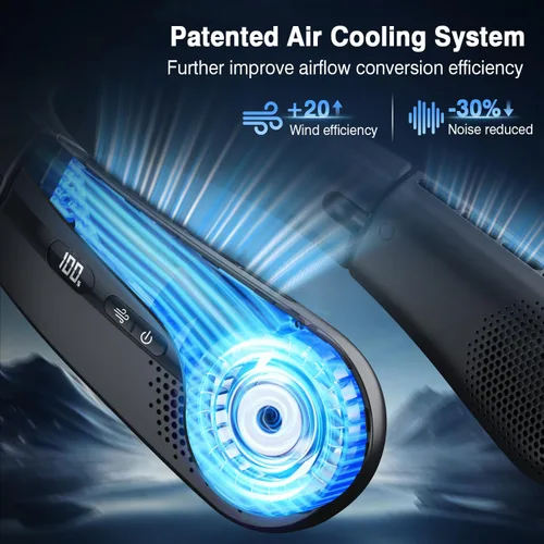 Miniatura 6 de ChillGo Ventilador de cuello portátil – Flujo de aire turbo ampliado de 8400 RPM – Ventilador personal recargable de enfriamiento portátil de 5200