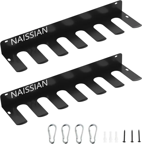 Miniatura 9 de Estante para murciélagos: soporte para bates de béisbol y sóftbol montado en la pared, almacenamiento de metal resistente para 10 murciélagos