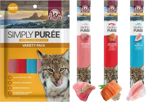 Miniatura 9 de Wild Eats Simply Puree Ahi - Tina de atún para gatos, 48 porciones individuales de golosinas para gatos con alto contenido de proteínas, totalmente