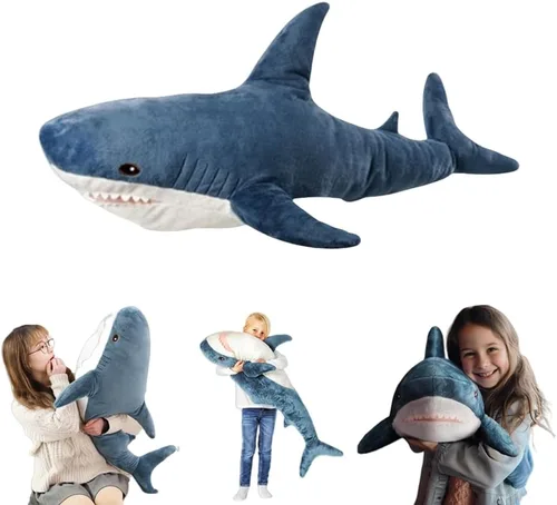 Almohada de peluche de tiburón de 39.5 pulgadas, animal de peluche gigante, almohada de tiburón suave, almohadas de peluche de tiburón, juguete de