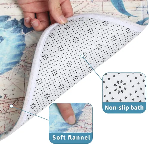 Miniatura 6 de Juegos de Baño Náutico Azul con Cortina de Ducha y Alfombras y Accesorios, Juegos de Cortina de Ducha de Tortuga Marina con 12 Ganchos, Juego