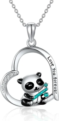 Lindo regalo de animales de plata esterlinapanda rojoconejo, collar con colgante de animal lindo joyería para mujeres niñas regalos