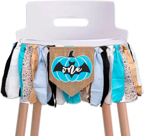 Miniatura 9 de Cartel espeluznante para silla alta de Halloween, suministros de decoración de fiesta de primer cumpleaños, guirnalda espeluznante con temática