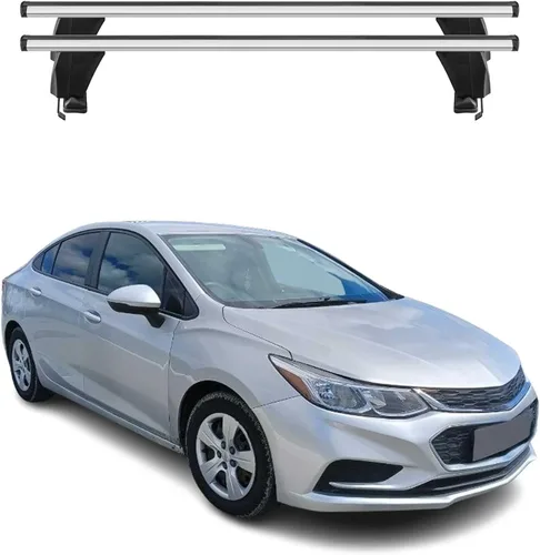 Miniatura 14 de OMAC Barras transversales superiores para Chevrolet Cruze Sedan 2015-2019 2 piezas de aluminio negro antirrobo para viajes, kayak, canoa, surf
