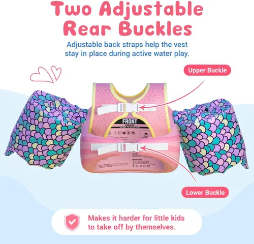 Miniatura 2 de Dark Lightning Chaleco de natación para niños de 2, 3, 4, 5, 6 y 7 años, flotadores para niños pequeños con alas de brazo de 30 a 50 libras, chaleco