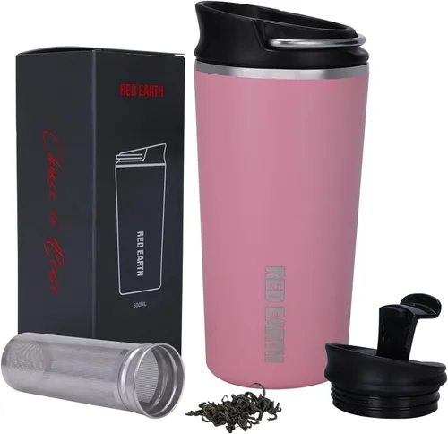 Miniatura 11 de GiNT Taza de viaje de 17 onzas con infusor y dos tapas. Taza de café de acero inoxidable 316 aislada al vacío. Taza apta para lavavajillas