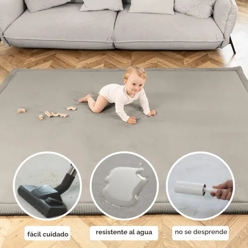 Miniatura 4 de Hakuna Matte - Alfombra de juego prémium para bebé de terciopelo coral ultrasuave con espuma viscoelástica, antideslizante, resistente al agua, 60 x
