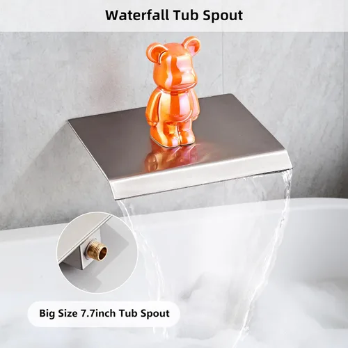 Miniatura 4 de Juego de grifo de ducha con boquilla de bañera, sistema de ducha de lluvia de níquel cepillado completo montado en la pared para baño con cabezal