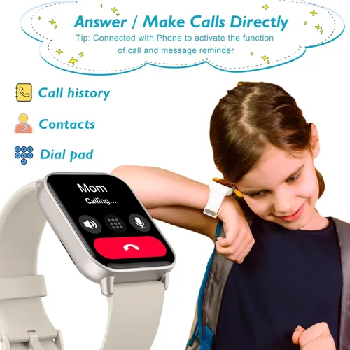 Miniatura 4 de KALINCO Reloj inteligente para niños, reloj inteligente impermeable IP68 para natación, reloj de seguimiento de actividad física de 1.8 pulgadas