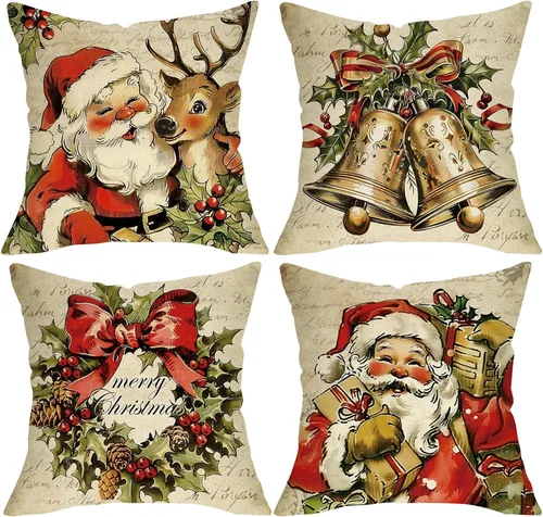 Miniatura 7 de Juego de 4 fundas de almohada decorativas de esqueleto gótico de Navidad de 18 x 18 pulgadas, diseño de calavera de Navidad, decoración del hogar al