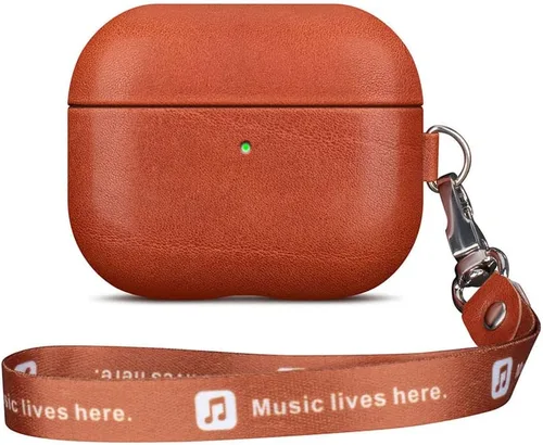 Miniatura 15 de LOPIE Funda compatible con AirPods 3 (lanzado en 2021), funda de cuero vegano estilo fibra de carbono con kit de clip y limpiador, funda protectora