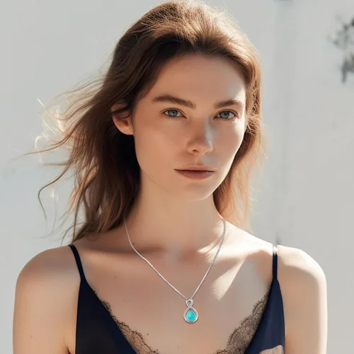 Miniatura 84 de Joyas de turquesa para mujeres y hombres de plata de ley 925 con colgante de urna para cenizas, collar con medallón de imagen, martillo de Thor