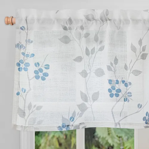 Miniatura 20 de Beauoop 2 paneles de cortinas semitraslúcidas de lino floral de 54 pulgadas de largo, para sala de estar o dormitorio, cortinas rústicas con textura