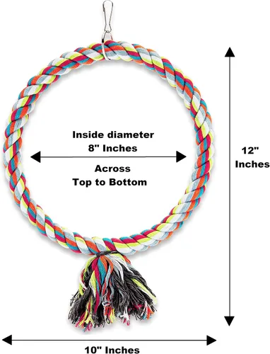 Miniatura 2 de Percha de algodón grande con forma de cuerda para pájaros, fabricada con materiales naturales, segura para trepar y masticar, ideal para loros