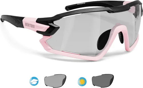 Miniatura 20 de Bertoni Gafas de sol deportivas polarizadas fotocromáticas ciclismo MTB con prescripción portador QUASAR Negro-Aguamarina/Espejo Azul
