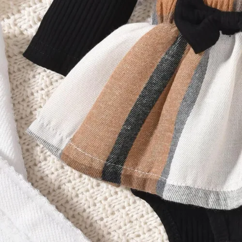 Miniatura 112 de Unutiylo Ropa de bebé recién nacida prematura con tirantes, traje de otoño e invierno, traje de manga larga con volantes