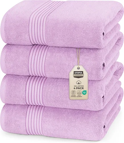 Miniatura 16 de Utopia Towels Juego de 4 toallas de baño (27 x 54 pulgadas), 100% algodón hilado en anillo, secado rápido, altamente absorbentes, toallas de tacto