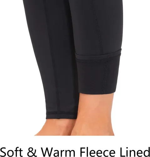 Miniatura 4 de THE GYM PEOPLE Pantalones de yoga gruesos de cintura alta con bolsillos, forro polar, control de abdomen, leggings de entrenamiento para mujer