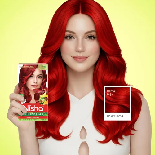 Miniatura 7 de Nisha - Tinte cremoso para el cabello (150 ml/cada) rojo llama, paquete de 1
