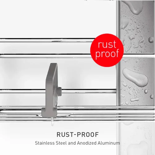 Miniatura 4 de simplehuman Carrito de ducha de poste de tensión de 8', acero inoxidable y aluminio anodizado