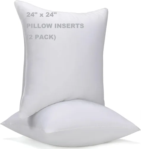 Miniatura 9 de WINGLAM, Rellenos de almohada, almohadas decorativas, relleno de funda, blanco, paquete de 2, 22 x 22 pulgadas, hipoalergénico, poliéster, ultra
