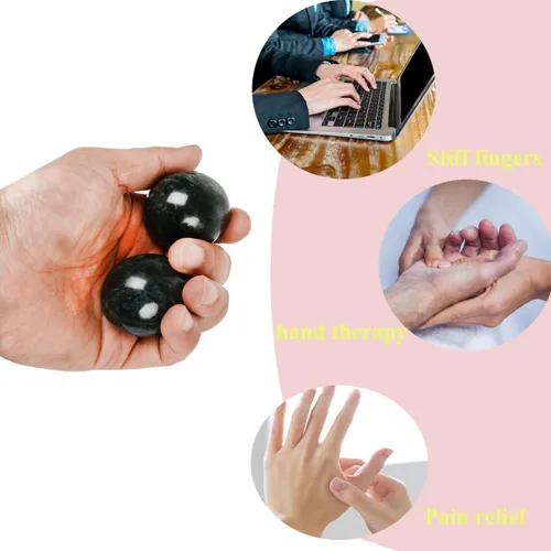 Miniatura 3 de Bolas Baoding de mármol natural de bolas tradicionales chinas para el cuidado de la salud, paquete de 2 bolas de masaje de 1.6 pulgadas para masaje