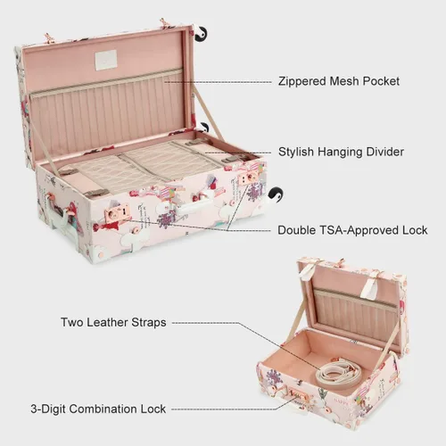 Miniatura 5 de Unitravel Juego de equipaje vintage de 2 piezas aprobado por la TSA para mujer bonita maleta con bolso Fashion girl
