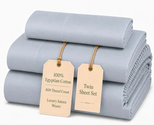 Miniatura 27 de Sábanas Twin XL 100% Algodón Para Cama Twin, Juego de Sábana Bajera Totalmente Elástica y Fundas de Almohada 800TC, Sábanas de Bolsillo Profundo 06