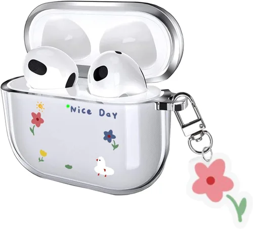 Miniatura 8 de Funda para AirPods 4 2024 con mosquetón de llavero, funda transparente para AirPods 4, diseño de anime, funda suave con adornos para niños, niñas