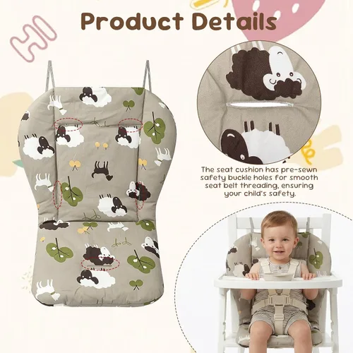 Miniatura 4 de Cojín para silla alta, cojín para silla de bebé, cojín de asiento de bebé, suave y cómodo, ligero y transpirable, hace que el bebé se sienta más