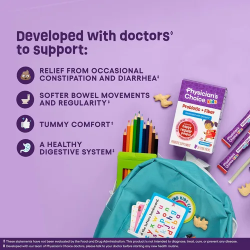 Miniatura 3 de Physician's Choice Paquetes de probióticos + fibra prebiótica para niños (mayores de 1 año) – Apoya la regularidad, el estreñimiento ocasional y un