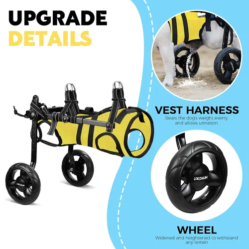 Miniatura 5 de Arnés de repuesto para silla de ruedas para perros pequeños, chaleco ajustable para silla de ruedas para soporte de patas traseras, se adapta a