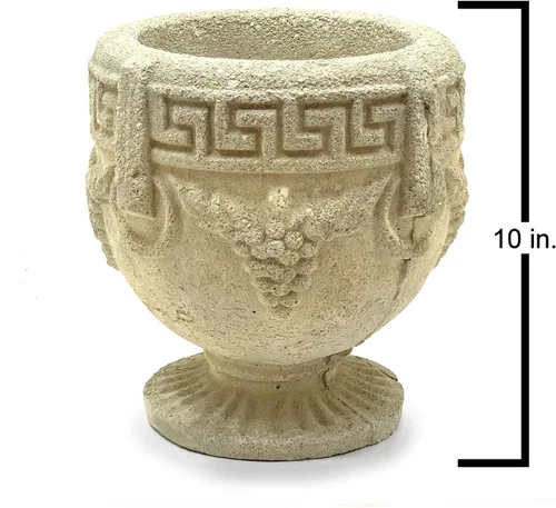 Miniatura 4 de URN griega vintage: maceta de piedra sólida y duradera con detalles desgastados. Perfecta para diseño de interiores y exteriores segura hecha a mano