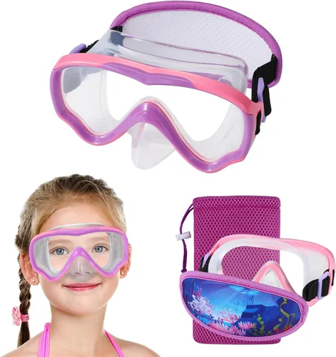 Gafas de natación para niños de 6 a 14 años, máscara de buceo sin enredos, gafas de agua, cubierta de nariz para jóvenes y jóvenes 1 unidad: rosa y